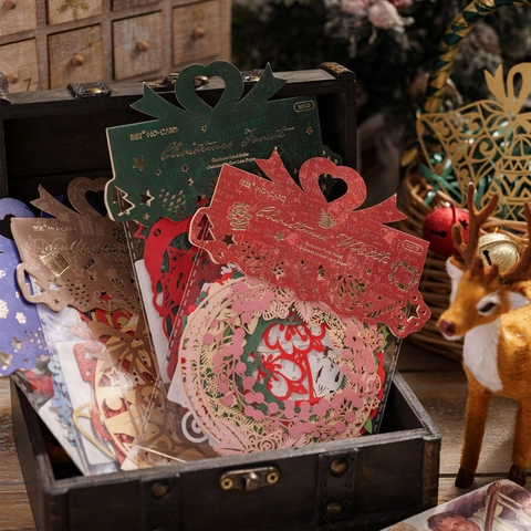 Papel Encaje Hueco Navidad Scrapbooking Vintage Especial Corte Láser Decoración Diario Collage Bricolaje Manualidades