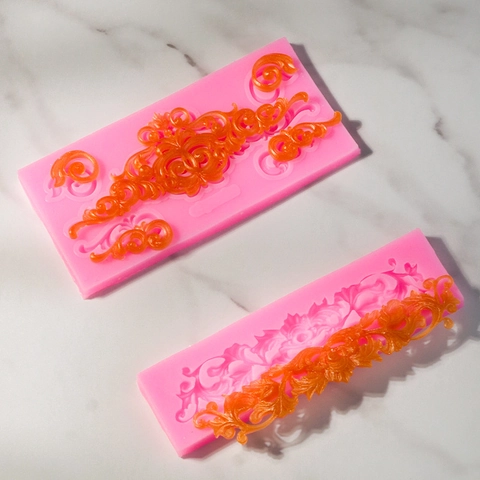 Barok Reliëf Siliconen Fondant Vorm Europese Retro Scrollwork Bloemen Kant Taart Decoreren DIY Hars Klei