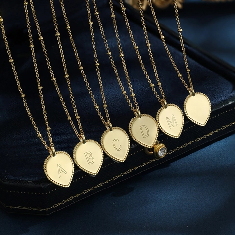 Herz Initialen Kette 925 Sterling Silber Gravierter Buchstaben Anhänger Perlenrand Zierliche Goldene Kugel Kette Damen