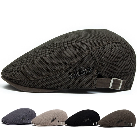 Breathable Mesh Newsboy Cap For Men Women Adjustable Sun Protection Ivy Flat Hat Summer Outdoor Casual Solid Color