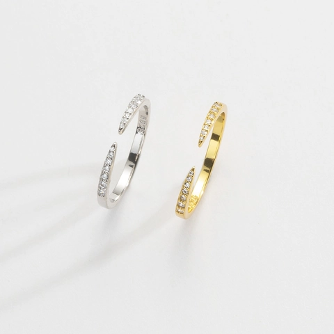 Anello Aperto Regolabile Minimalista In Argento Sterling 925 Con Zircone Gioielli Geometrici Semplici Per Donna Uomo Coppia