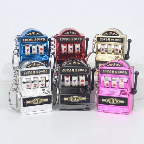 Portachiavi Slot Machine Con Leva Mobile Ciondolo Giocattolo Jackpot Di Frutta Fortunata Per Borsa Zaino