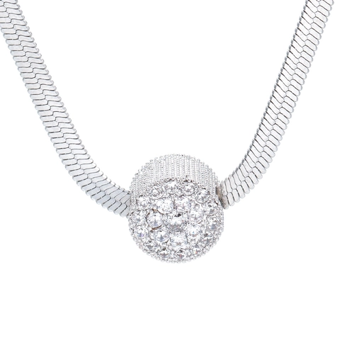 Collier Pendentif Rond en Cuivre Zirconia Vintage pour Femmes Chaîne Serpent Électroplaqué Minimaliste Élégant Bijoux de Mode Cadeau