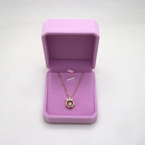 Octagonal Velvet Jewelry Box For Necklace Pendant Brooch Storage Soft Velour Gift Packaging Case Flip Top Elegant