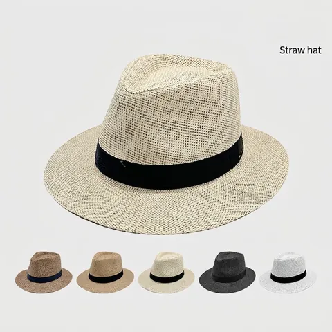 Summer Panama Fedora Straw Hat Paper Sun Protection Beach Wide Brim British Style Lightweight Breathable For Women Men