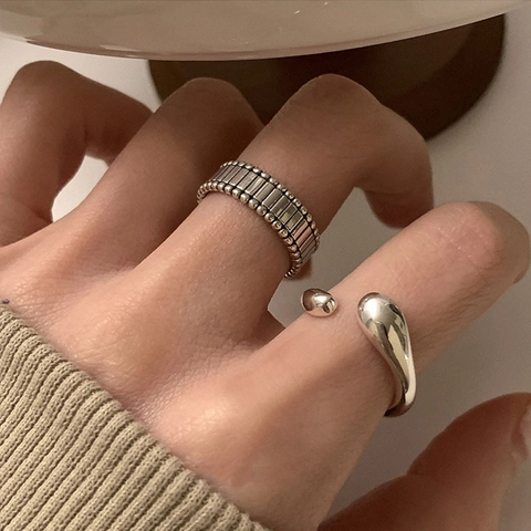 Minimalist Geometric Water Drop Open Ring For Women Men Copper Electroplated Fashion Jewelry Daily Finger Ring