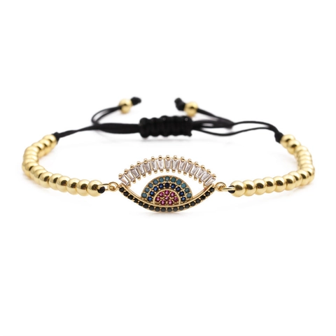 Evil Eye Armband Kupfer Zirkonia Verstellbar Handgefertigt Damen Mode Schmuck Glucksbringer Geschenk