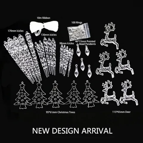 Transparent Acrylic Christmas Hanging Ornaments Snowflake Reindeer Icicle Shapes Holiday Tree Party Home Decor Elegant