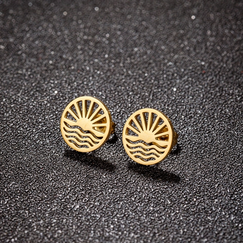 Stainless Steel Hollow Flower Rose Monstera Maple Leaf Stud Earrings For Women Minimalist Fashion Daily Jewelry
