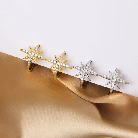 Star Ear Bone Clip Copper Zircon North Star Non Piercing Ear Cuff Simple Fashion Light Luxury For Women