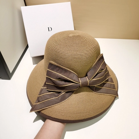 Women Summer Straw Sun Hat Large Brim Foldable UV Protection Ribbon Bow Beach Fisherman Hat Elegant Breathable