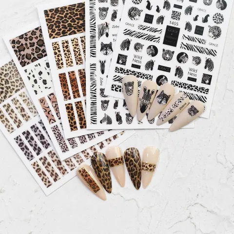 Animal Print Nail Art Stickers 3D Leopard Zebra Snake Patterns Self Adhesive Ultra Thin Waterproof DIY Manicure Decoration