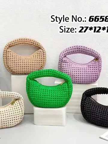 Women Woven Handbag PU Leather Crescent Hobo Bag Large Capacity Street Fashion Stylish Daily Trendy Solid Color