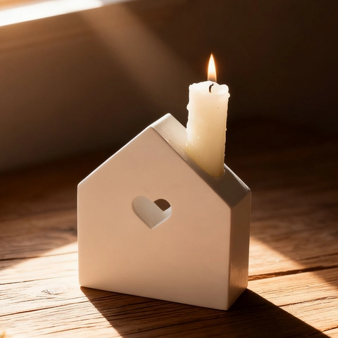 House Shaped Silicone Mold Hollow Heart Candlestick DIY Resin Casting Plaster Ornament Home Decor Craft Tool