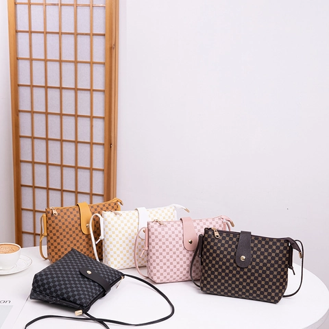 Sac À Épaule Pour Femmes En Cuir PU Imprimé Géométrique Rétro Sac Bandoulière Avec Fermeture Magnétique Et Bandoulière Réglable