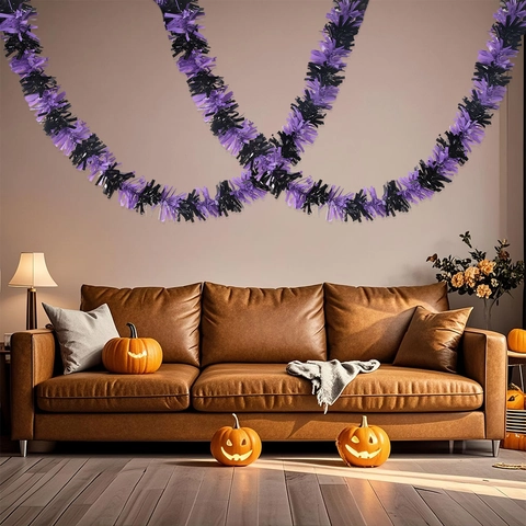 Halloween Lametta Girlande Bunt Metallic Schimmernd PET Kunststoff Mit Eisendraht Party Innen Wandbehang Dekoration