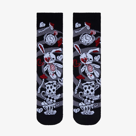 Gothic Crew Socks Cotton Blend Jacquard Dark Skull Reaper Witch Flame Streetwear Novelty Harajuku Style