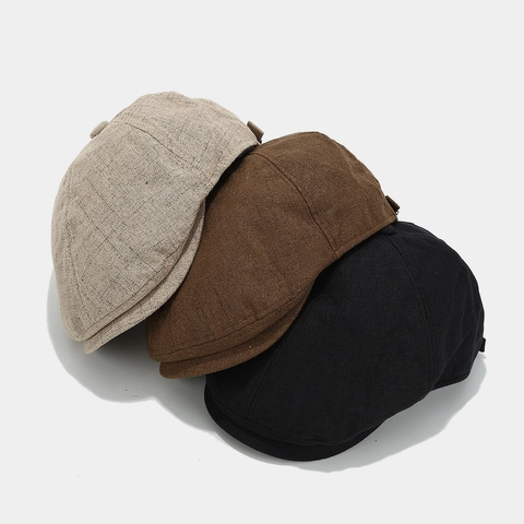 Gorra Newsboy Vintage Mezcla De Algodón Transpirable Ajustable Sombrero Plano Estilo Británico Unisex Casual