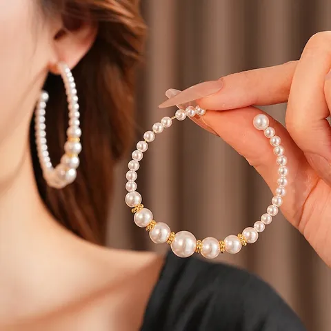 Créoles En Künstliche Perles Fantaisie Avec Tige En Argent Dégradé Beaded Vintage Chic Français Bijoux De Mode
