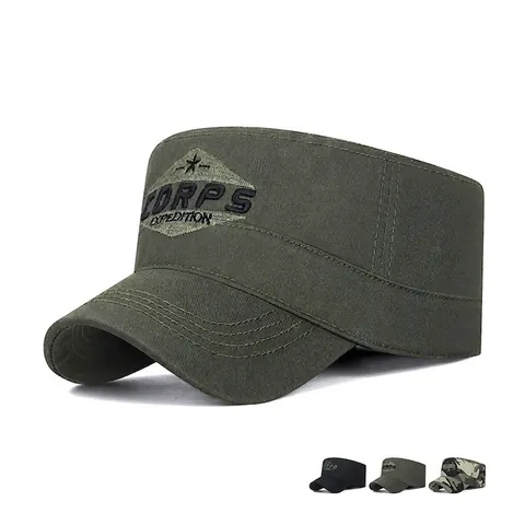 Cotton Cadet Cap Military Hat Embroidered Letter Camouflage Adjustable Sun Protection Sports Outdoor Fashion Unisex
