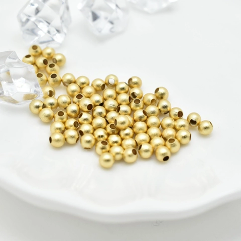 Perle Sfuse Tonde Rame Smerigliato Sabbiato Perline Distanziatrici DIY Gioielli Accessori Oro Argento