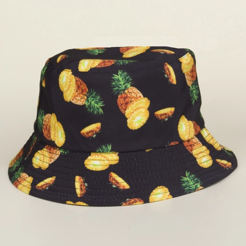 Cappello Bucket Tela Stampa Frutta Avocado Ananas Protezione Solare Estate Cappello Da Sole Per Donna