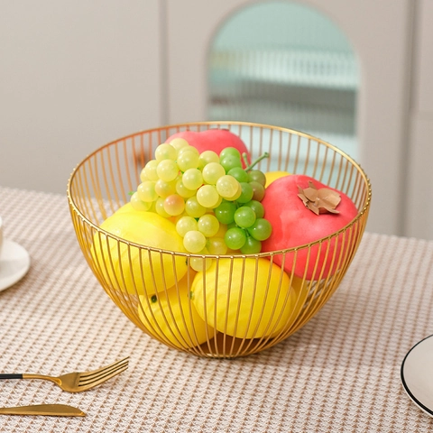 Cesta De Frutas De Alambre De Metal Estilo Nórdico Cuenco De Almacenamiento De Aperitivos De Hierro Para Decoración Mesa