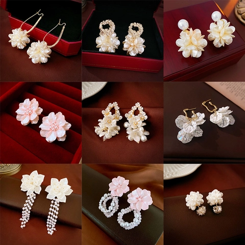 Blumen Blütenblatt Ohrringe Acryl Mit 925 Sterling Silber Ohrstecker Elegante Florale Schmuck Für Frauen