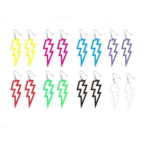 Pendientes De Gota Con Forma De Rayo Con Gancho De Metal Acrílico Espejo Hueco Geométrico Punk Joyería Para Mujer