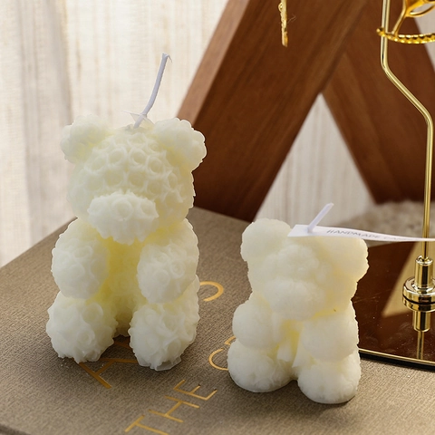 Rose Bear Scented Candle Soy Wax Handmade Teddy Bear Shaped Aromatherapy Fragrance Home Decor Holiday Birthday Gift