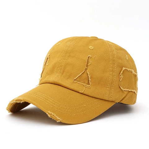 Distressed Baseball Cap Washed Cotton Ripped Vintage Adjustable Solid Color Sun Hat Hip Hop Streetwear Men Women