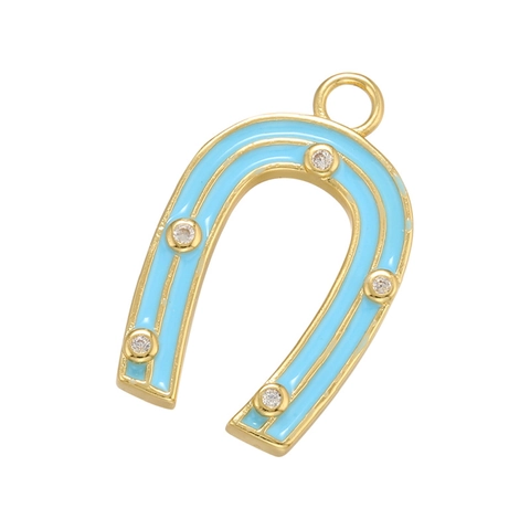 Colgante Herradura Cobre Esmalte Circonita DIY Joyería Accesorio Colorido Moda Amuleto Para Collar Pulsera