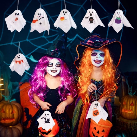 Halloween Decorazioni Appese Fantasma In Feltro Bianco Simpatici Pendenti Spaventosi Per Decorazioni Per Feste Casa Stregata