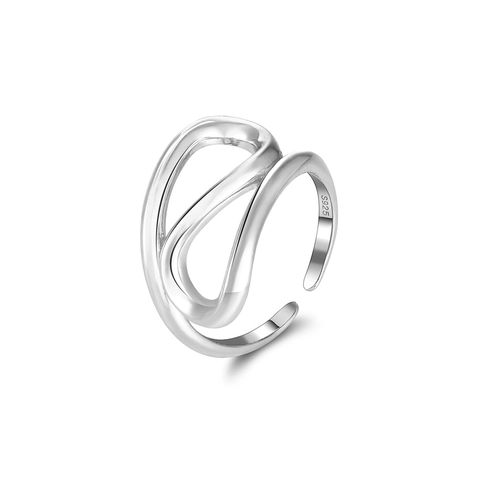 Minimalist 925 Sterling Silver Open Adjustable Ring Twisted Woven Wave Cross Ring For Women Elegant Fashion Jewelry Gift