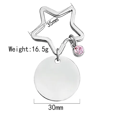 Llavero De Acero Inoxidable Con Aro De Estrella Colgante Redondo Strass Rosa Grabado Para Mamá Regalo Día De La Madre