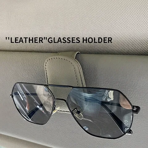 Auto Zonneklep Zonnebrilhouder PU Leer Magnetische Brillenklem Organizer Auto Interieur Accessoires