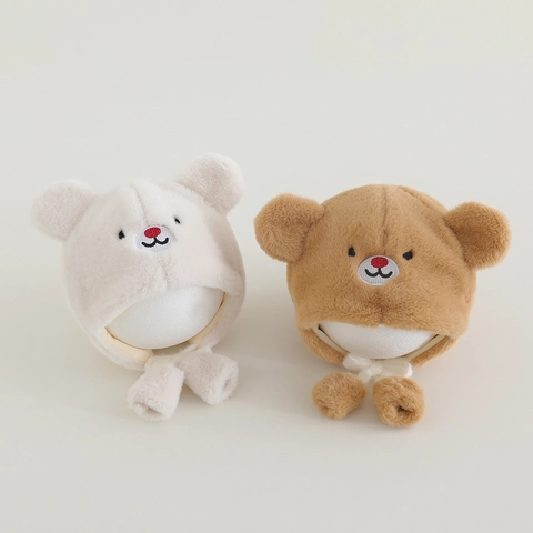 Gorro De Protección Para Los Oídos De Felpa De Oso Para Bebé Invierno Cálido A Prueba De Viento Dibujos Animados
