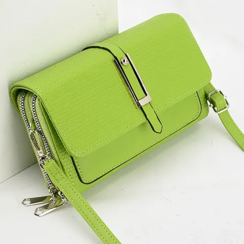 Women Crossbody Bag PU Leather Woven Texture Dual Zipper Multi Compartment Phone Pouch Wallet Small Shoulder Bag