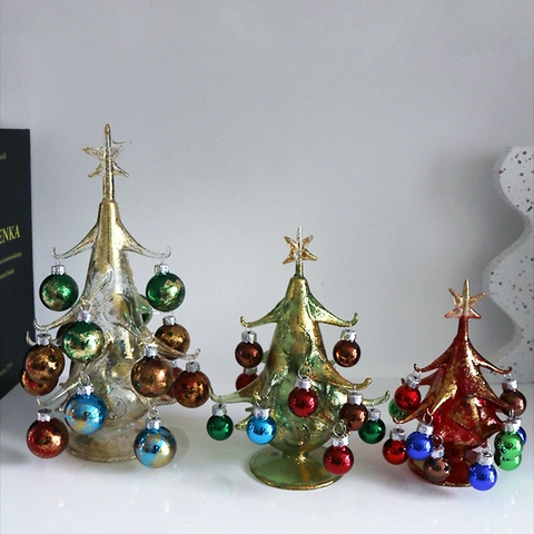 Decorazioni Da Tavolo Per Albero Di Natale In Vetro Con Palline Colorate E Punta A Stella Per Decorazioni Festive Per La Casa Tavola