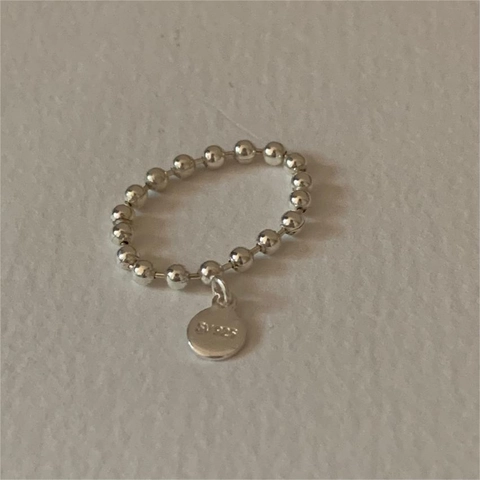 Anello Minimalista In Argento Sterling 925 Con Perline Tonde E Ciondolo A Disco Tondo Gioielli Lucidati Stile Coreano