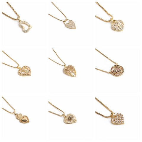 Collana Con Pendente A Cuore Rame Placcato Oro Con Zircone Gioielli Di Moda Romantici Eleganti Per Donna Regalo