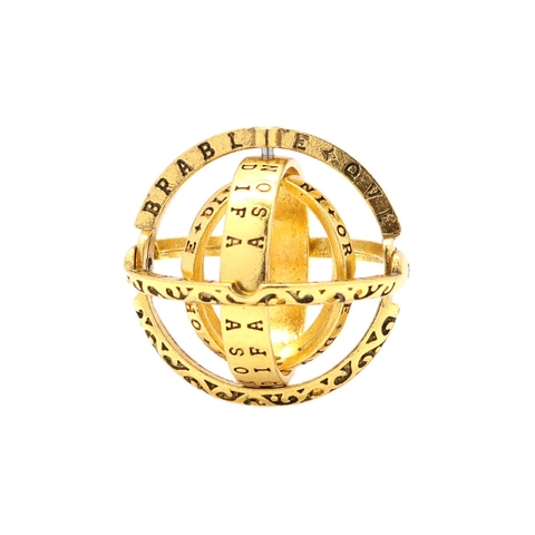 Vintage Astronomical Ball Ring Foldable Sphere Ring Alloy Engraved Symbols Mechanical Creative Jewelry For Men Women