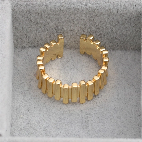 Anello Aperto Regolabile Oro Rame Micro Intarsio Zircone Trama Irregolare Stile Hip Hop Punk