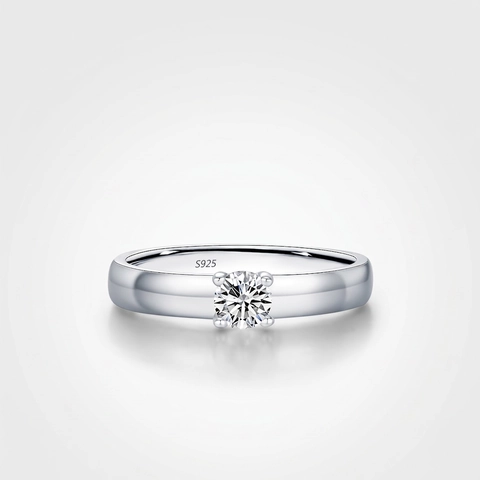 Moissanite Solitaire Ring 925 Sterling Silver Round Brilliant Cut D Color VVS1 Women Classic Minimalist Jewelry