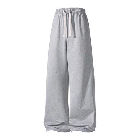 Pantaloni Sportivi Casual Da Uomo Gamba Larga Dritti Larghi Coulisse Vita Elastica Sport Colore Solido Traspirante