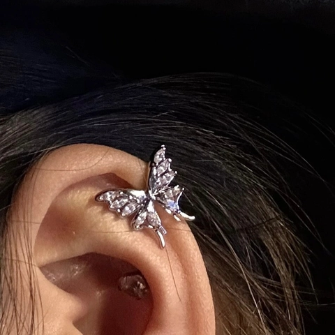 Manchette D'Oreille Papillon Cuivre Marquise Zircon Clip Sur Boucles D'Oreilles Style Fée Design Unique Pour Femmes