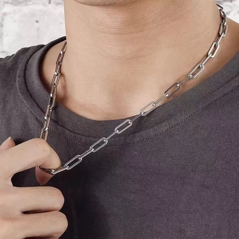 Collana A Catena Graffetta Acciaio Inossidabile Minimalista Lucido Girocollo Gioielli Di Moda Unisex Accessorio