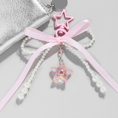 Portachiavi Fiocco In Pizzo Kawaii Perla Artificial Finta Ciondolo Cuore Stella Accessorio Borsa Carino Moda Per Donne