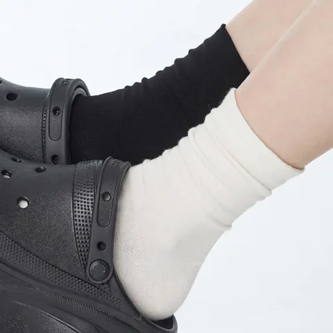 Damen Mittelwaden Socken Baumwolle Slouchy Gerippte Bündchen Atmungsaktiv Einfarbig Lässig Weich Elastisch Mode Antibakteriell
