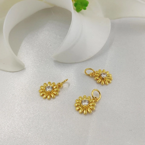 Pendentif Marguerite Cuivre Plaqué Or 14K Zircone Cubique DIY Fabrication De Bijoux Boucles D'oreilles Collier Accessoire